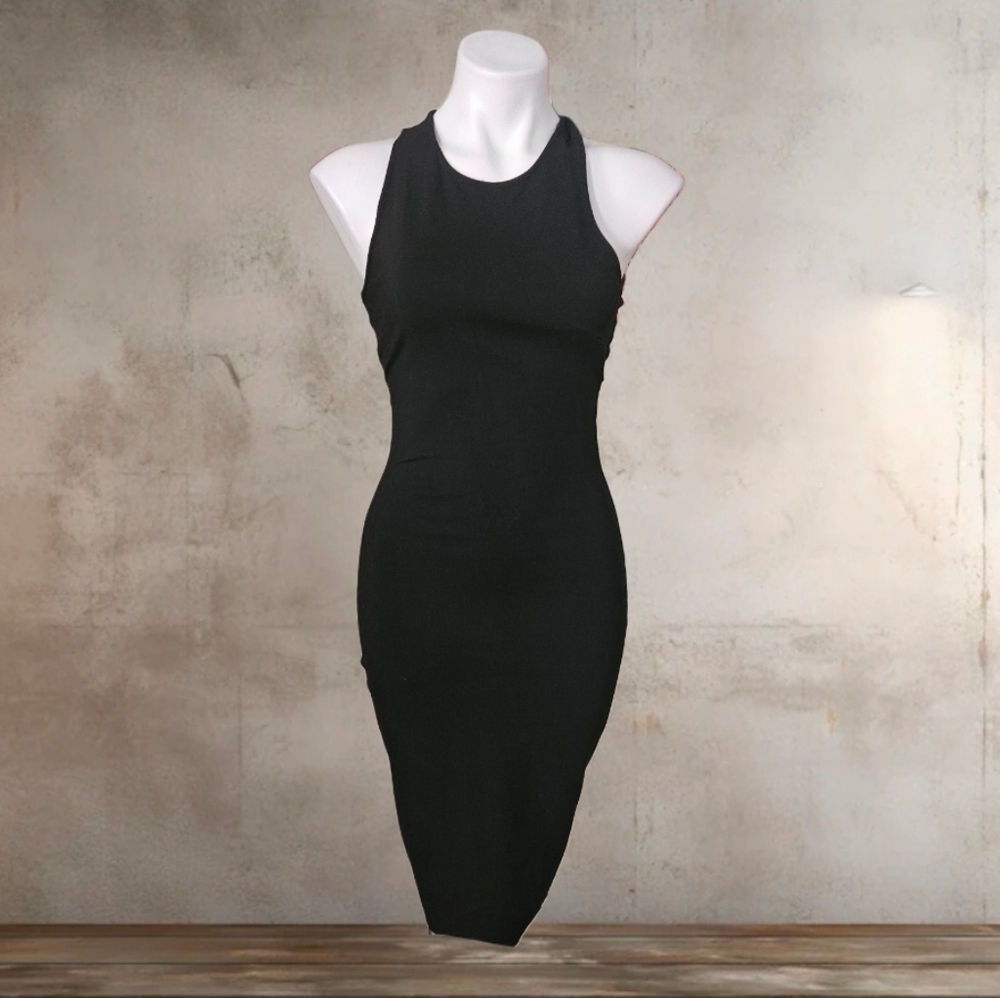 12th Heart/ Sleek Black Halter Bodycon Dress Size M